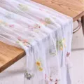 European mesh table runner with floral embroidery for elegant dining room party decor - 75x180cm / White Floral and Butterfly Embroidery