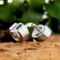Detailed view of stainless steel dumbbell cufflinks, stylish geometric fitness accessory for men. - Pendant Only (Without Chain) - Steel Color
