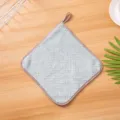 Hanging coral fleece hand towel kitchen absorbent dish cloth pineapple grid table wiping rag - Grey Green