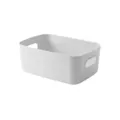 Portable plastic desktop storage basket for bathroom kitchen cosmetic organizer bin white main view - Large Size 30*20*12cm / Gray