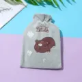 Cute plush hot water bottle cover with lovely bear design grey warm hand pouch for winter - Green & Brown Bear