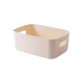 Cream plastic desktop storage basket, portable cosmetic sundries organizer container SKU - Large Size 30*20*12cm / Apricot