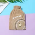 Plush hot water bag cover with cute coconut print, soft thickened hand warmer winter essential. - Brown Kiwi