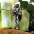 Roestvrijstalen gotische kruis vleugel hanger met zwarte hartsteen voor punkstijl. - Alleen Hanger (Zonder Ketting) / Zwart