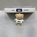 Cute bear phone charm dust plug detail view, resin kawaii mobile accessory decoration. - Bear / Suitable for Type-C Interface