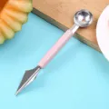 Stainless steel fruit ball scooper and carving knife dual head tool with pink handle variant - Nordic Pink