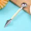 Stainless steel dual head fruit melon baller and carving knife with green handle variant - Nordic Green