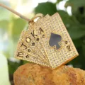 Pendentif carte de poker strass plaqué or hip-hop acier inoxydable collier royal flush - Pendentif Seul (Sans Chaîne) / Or