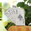 Pendentif cartes à jouer strass acier inoxydable collier hip hop bijoux mode accessoires - Pendentif Seul (Sans Chaîne) / Acier
