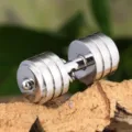 Titanium steel dumbbell pendant jewelry detail view, creative fitness necklace for men and women. - Pendant Only (Without Chain) / Steel