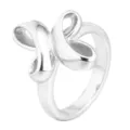 Minimalist titanium steel ring with artistic ribbon cross design and polished finish. - Size 7 / Steel