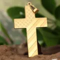 Edelstahl Kreuz Anhänger mit US Flagge Sterne und Streifen gold Modeschmuck für Herren - Anhänger Ohne Kette (Goldton)