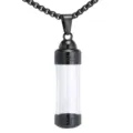 Schwarze Glas Urne Anhänger Halskette Edler Gedenk Schmuck Edelstahl Hohl Fläschchen - Einzelner Anhänger Schwarz