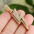 Gold lightning hip hop zircon pendant necklace for men trendy hiphop jewelry accessory new - Pendant Only (Without Chain) (HOP1212) / Gold