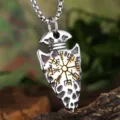 Detailed close-up shot of a stainless steel Viking spearhead compass pendant necklace. - Pendant Only (Without Chain) - Two-Tone Color