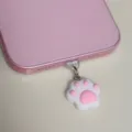 Pink cat paw phone charm dust plug, cute resin smartphone accessory for decoration. - Pink Cat Claw / Type-C Oval Interface