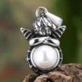 Edelstahl Engel Perle Anhänger Halskette für trendige Punk Streetwear Accessoires. - Nur Anhänger (Ohne Kette) / Perle