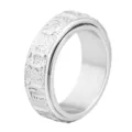 Retro silver spinner ring for men with yin yang symbol and vintage mantra carvings product - Size 7 / Steel
