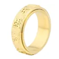 Gold stainless steel spinner ring for men with embossed Tai Chi and Chinese symbols chic. - Size 7 / Gold