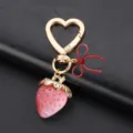 Mignon porte-clés fraise cœur rose en alliage nœud pendentif sac accessoire mode. - Style 2