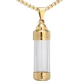 Goldfarbene Amulett Anhänger Halskette mit klarem Glasbehälter und Boxkette für den Alltag - Einzelner Anhänger Gold