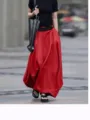 Femme jupe longue rouge taille haute trapèze jupe longue élégante vêtements mode 2026 - S / Bas / Rouge
