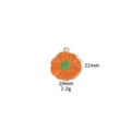 Orange enamel pumpkin metal charm pendant diy jewelry making thanksgiving accessory 20x22mm - #17 Pumpkin with Green Base