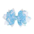 Blue Glitter Leather Bow DIY Craft Accessory Multi-Layer Hair Bow Decoration Supply - C Style Bowknot Decoration / White Blue