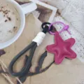 Colorful woven phone lanyard keychain with cute pink leather star pendant for daily use. - Star Style 4