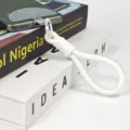 Minimalist white braided phone lanyard wrist strap with transparent tether tab for secure carry - Lanyard and Patch 12