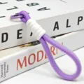 Colorful woven phone lanyard, purple and white braided keychain strap with metal ring for women. - Single Rope 11