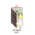Van Gogh Sterrennacht Alice in Wonderland geëmailleerd boek hanger legering DIY sieraden - 1# Groen meisje dat deur opent
