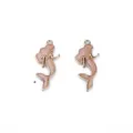 Gedetailleerd overzicht van zeemeermin legering hanger voor DIY oorbellen sieraden. - Zeemeermin / Roze