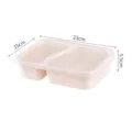 Eco-friendly wheat straw double compartment lunch box with secure lid, ideal meal prep container. - 2 Compartments / Beige