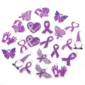Wholesale purple ribbon awareness charms zinc alloy pendants necklace keychain jewelry making - 13# Set of 12 (1 Piece per Style) [1 Pack]