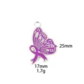 Purple butterfly ribbon metal pendant charm zinc alloy DIY jewelry making accessories parts - 10# Side Profile Butterfly