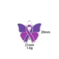 Purple ribbon butterfly pendant zinc alloy keychain jewelry accessory detail view showcase. - Butterfly
