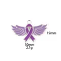 Purple ribbon angel wings pendant zinc alloy charm for necklace keychain DIY accessories. - Wings