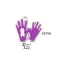Purple ribbon awareness hand charm pendant zinc alloy metal jewelry DIY accessory 23x22mm - 7# Mitten