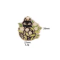 Close-up detail of the black cat and flower metal pendant, ideal for DIY jewelry making. - 11#