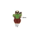 Emaille zwarte kat cactus potplant hanger DIY legering sieraden accessoire detail - 4#