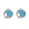 Space theme rocket enamel alloy charm pendant DIY earring jewelry accessories variant - Circle Rocket