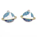 Alloy space planet charm pendant for DIY handmade jewelry making earring necklace accessories - Snow Mountain Planet