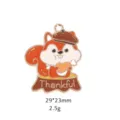 Leuke eekhoorn emaille bedel hanger voor DIY sieraden maken, Thanksgiving legering accessoire. - Eekhoorn met Kalkoenpoot