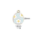 Paasei geëmailleerde hanger met madeliefje ontwerp, zinklegering DIY sieraden accessoire. - Drie Blauwe Eieren