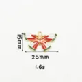 Vue detaillee du pendentif papillon en alliage DIY emaille rouge blanc vert 25x15mm - 14#