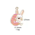 Osterhase Emaillierung Anhänger mit rosa Ei Design, süßes Legierung Schmuck Zubehör. - Glücklich Rosa Kaninchen