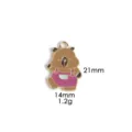 Cute capybara enamel charm pendant zinc alloy accessory for necklace and keychain design - 11# Rose Red Overalls