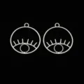 Silver alloy eye charm detail, electroplated metal DIY jewelry accessory with loop. - Silver Evil Eye
