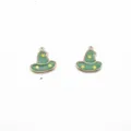 Close-up detail of green wizard hat alloy charms with gold stars for DIY handmade jewelry crafting. - Green Magic Hat